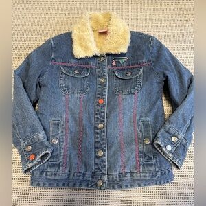 Roxy Girls Denim Jacket with Faux Fur Sherpa